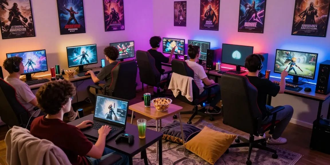 Cika4d gaming community gathering in a cozy room with players enthusiastically discussing their favorite games.