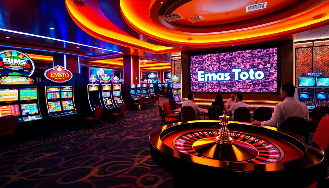 Players experiencing the thrill of winning in Emas Toto at a luxurious casino.