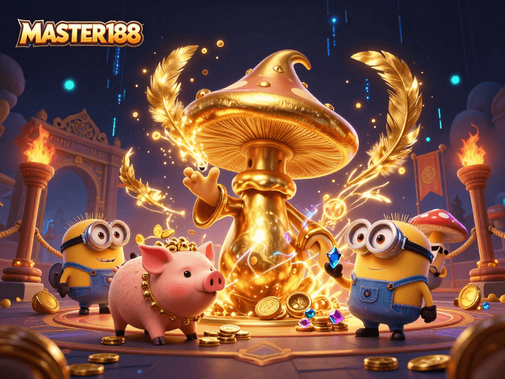 Experience the thrill of winning with MASTER188’s golden magic in this vibrant illustration.