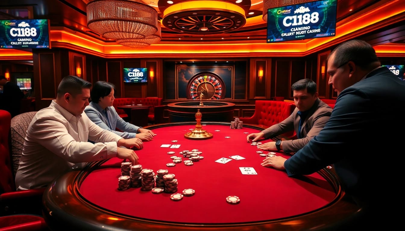 C168 poker players experience high-stakes excitement at luxury casino tables.