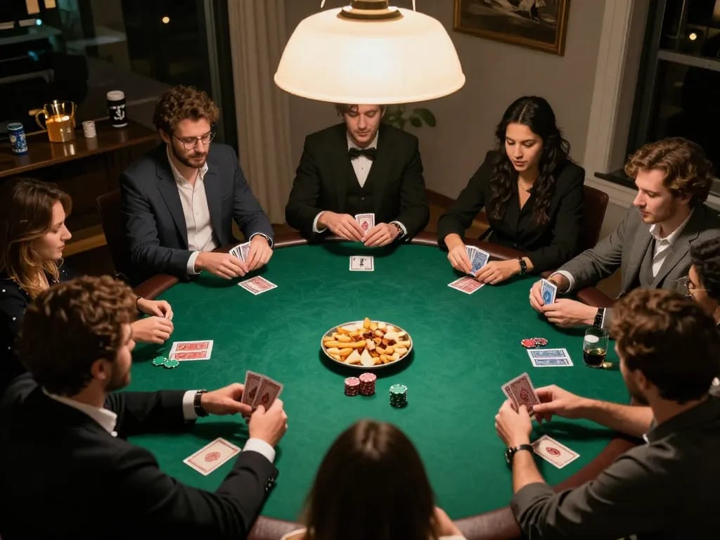Lucks8 players engaged in a thrilling poker game during a friendly gathering