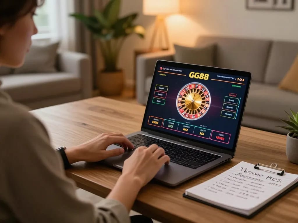 Engaging in online gambling at https://gg88se.com/ with live dealer gameplay and strategic betting notes.