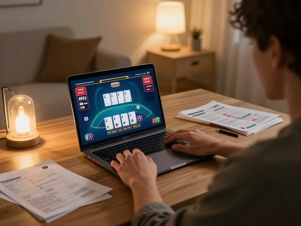 Experience tg88 online blackjack with immersive gameplay at home, showcasing user's strategy and excitement.