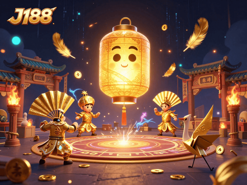 Witness J188’s animated fun with a glowing spirit and vibrant casino elements, creating a magical atmosphere.