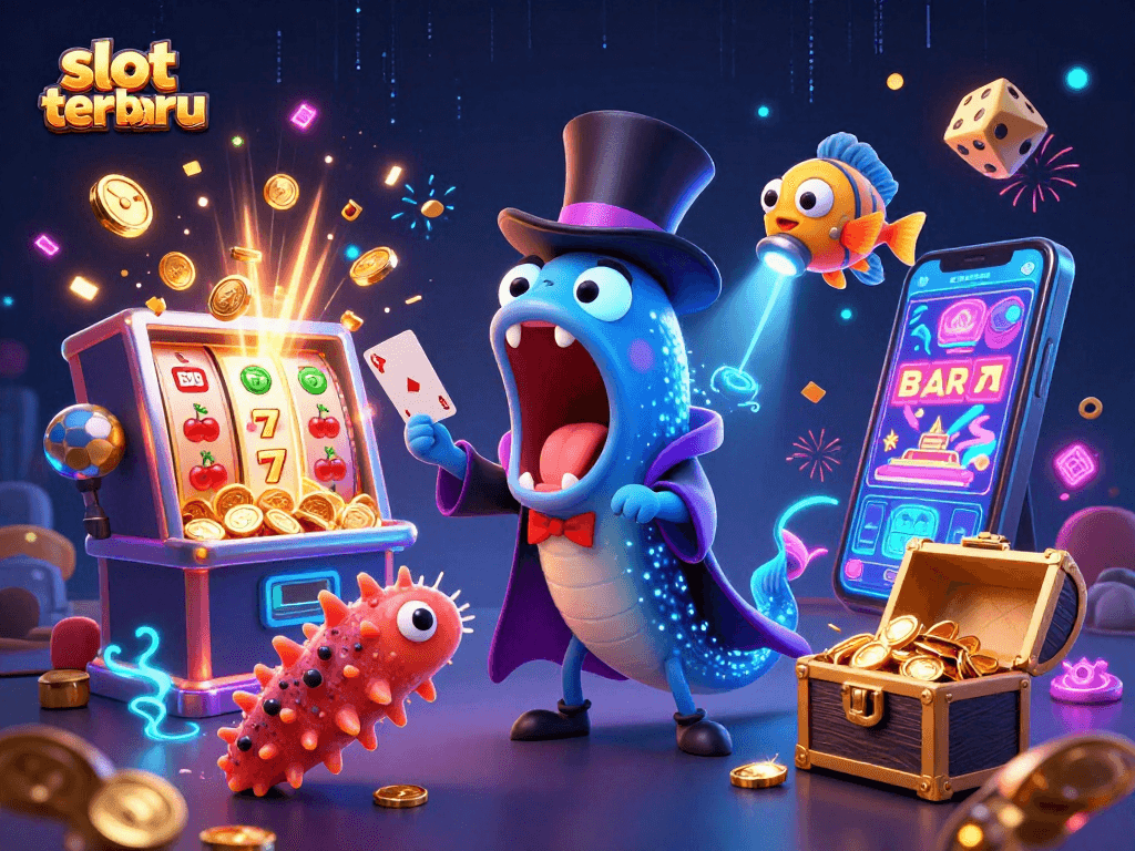 Experience exciting slot terbaru action with a vibrant, dynamic casino scene featuring magical sea creatures.