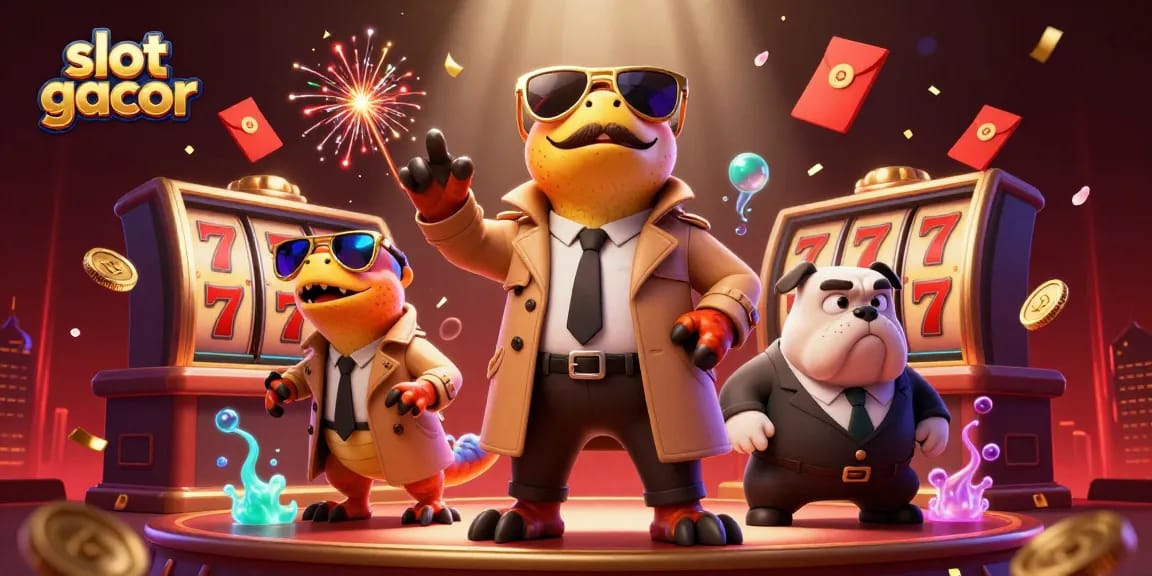 Rasakan sensasi slot gacor saat memasuki lounge VIP kasino dengan tiga raptor dan bouncer bulldog.