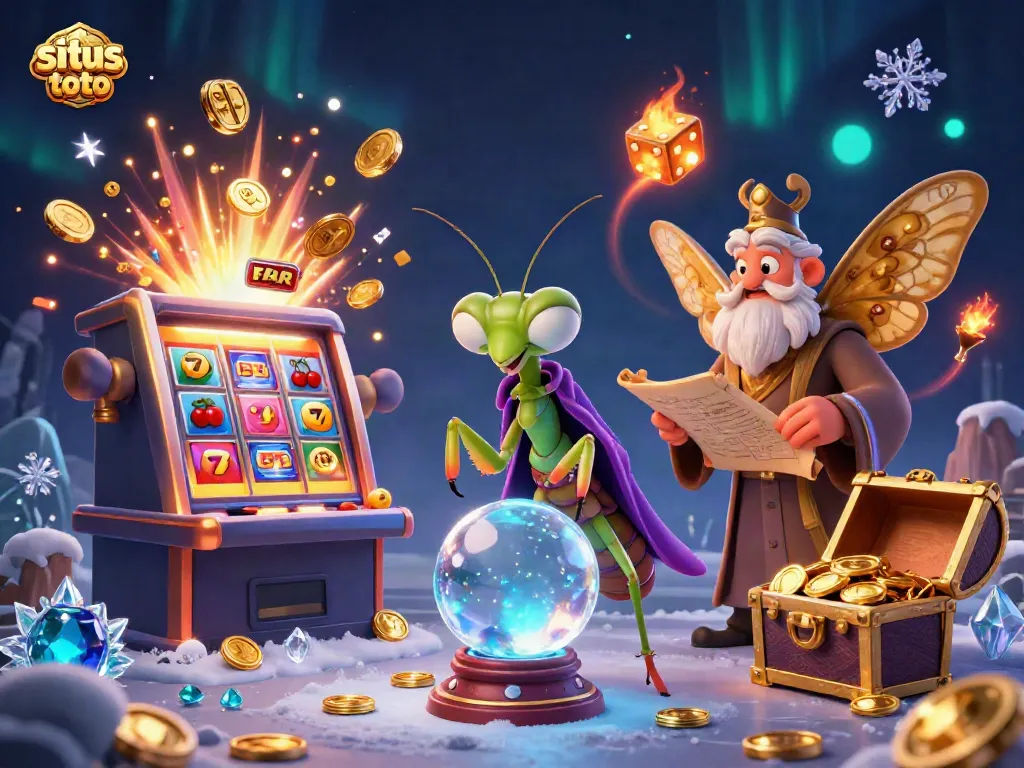 Experience the thrill of situs toto with vibrant casino game elements and mystical characters.