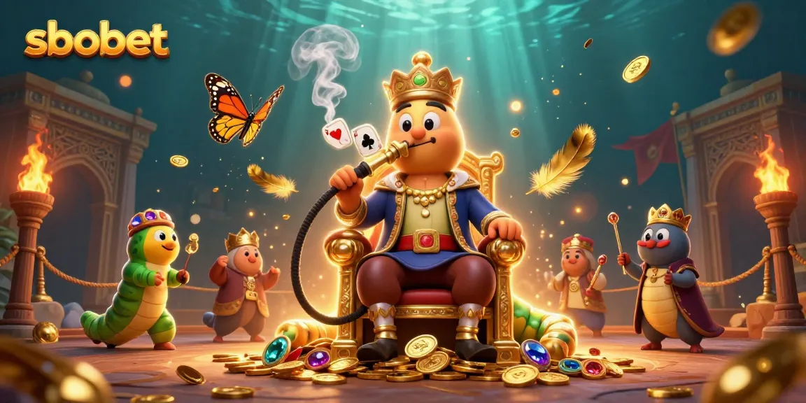 Permainan sbobet dengan karakter kaktus besar dalam kostum sultan, dikelilingi koin emas dan efek dramatis.