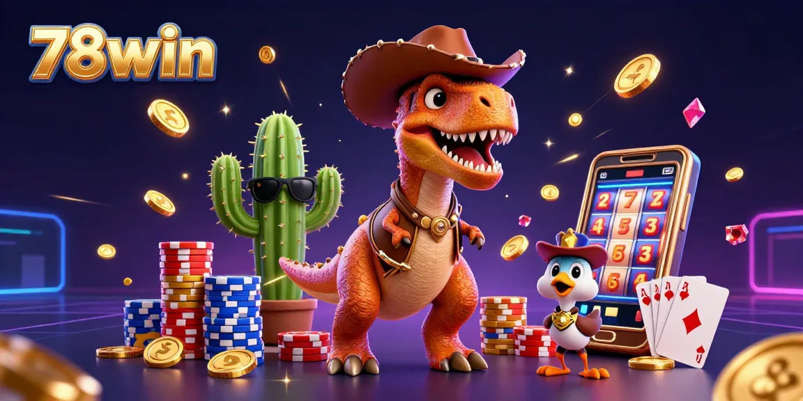Experience the thrill of 78win slots with animated characters and dazzling casino elements.