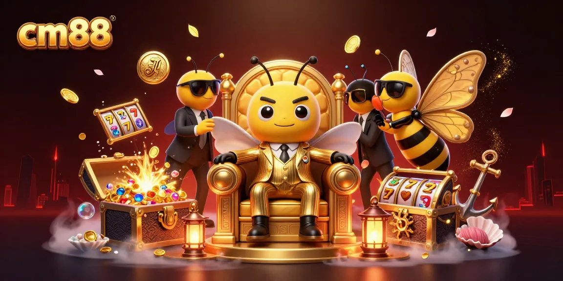 Engage with cm88 in a vibrant casino scene featuring a bumblebee mob boss and immersive game elements.