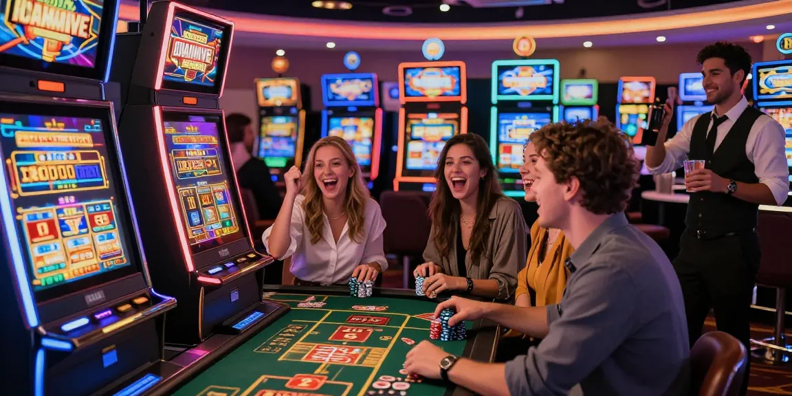 Pengalaman bermain slot deposit 2000 rupiah di kasino modern dengan teman-teman, suasana ceria dan keasyikan.
