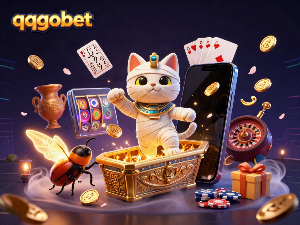 Engage with thrilling qqgobet gaming in a vibrant pyramid casino scene.