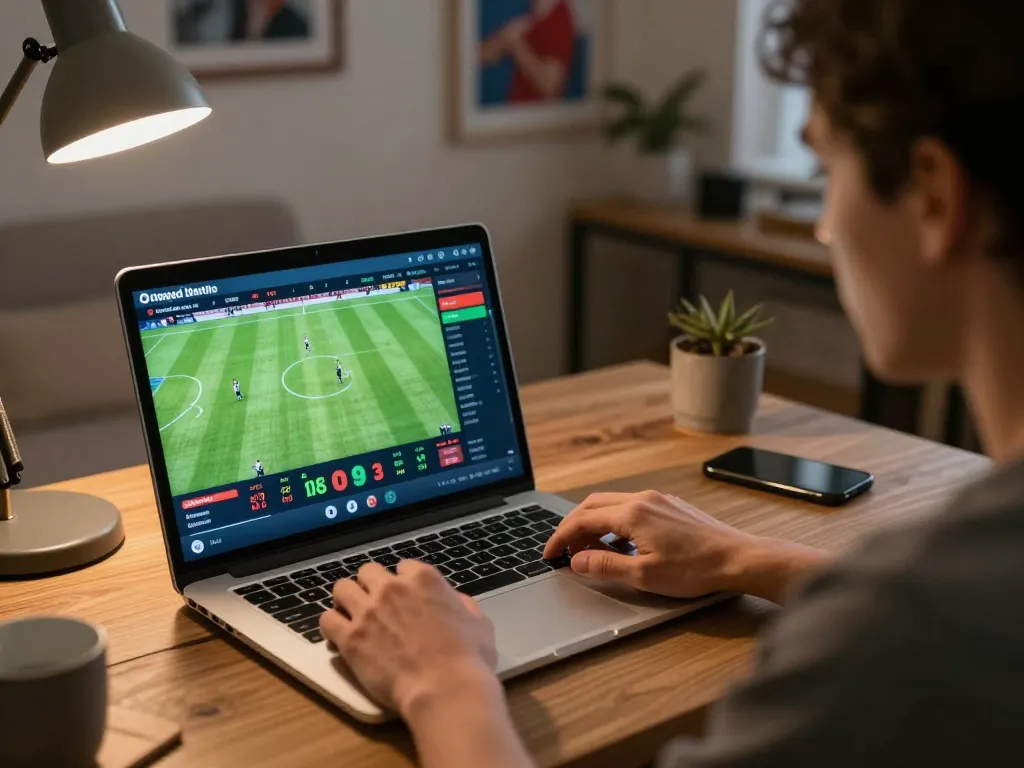 Engaging in real-time online sports betting on UU88, showcasing strategic gameplay on a laptop.