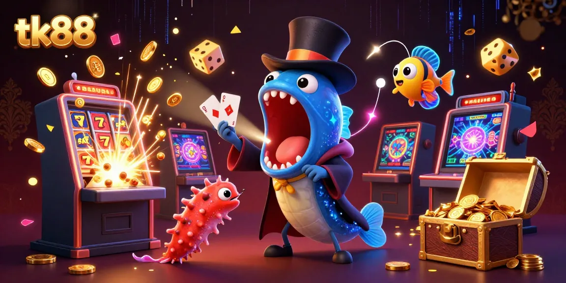 Experience thrilling gameplay at tk88 with an enchanting underwater casino scene featuring unique sea creatures.
