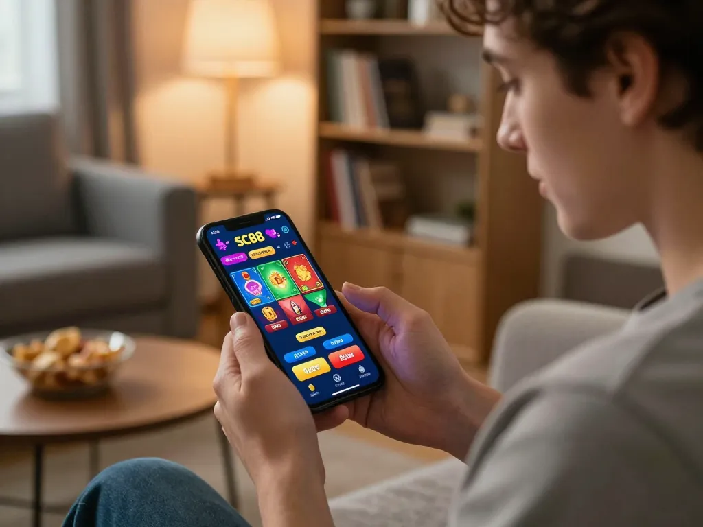 Players using the SC88 Bio app for online casino gaming on their phone, showcasing engaging gameplay.