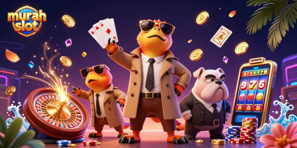 Permainan murah slot terlihat mengesankan dengan kartu royal flush dan koin emas yang berkilau di sekelilingnya