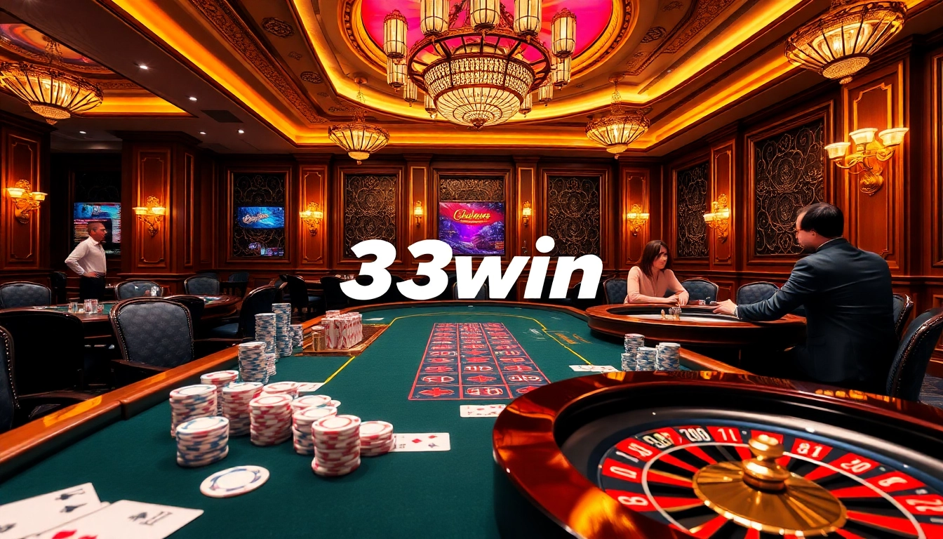 Experience the thrill of 33win poker with vibrant table action and luxurious casino atmosphere.