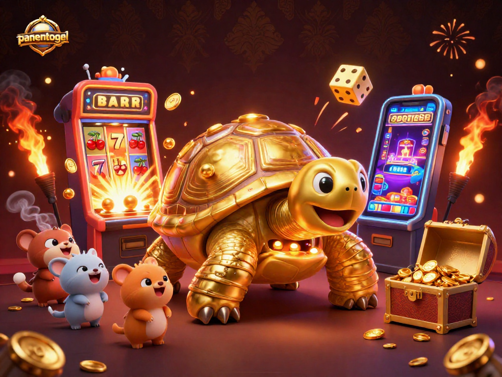 Engage with panentogel's thrilling online lottery experience featuring vibrant casino elements and gold treasures.