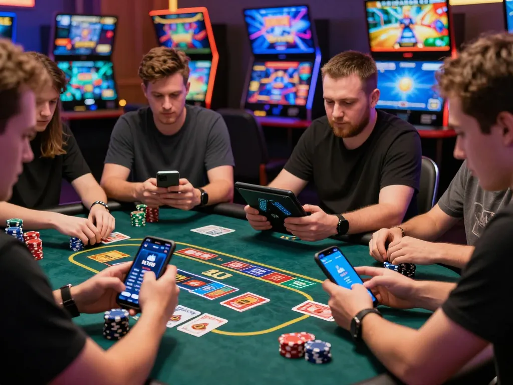Exciting virtual casino atmosphere where players tải rikvip app, enjoying diverse gaming experiences with vibrant visuals and competitive spirit.
