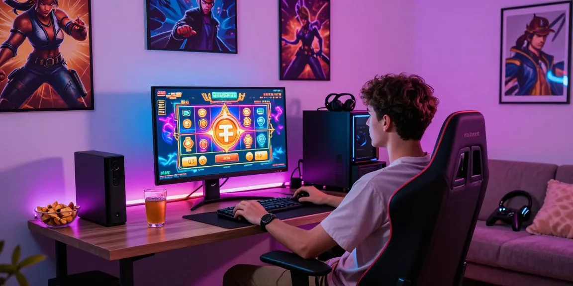 Pengalaman slot online yang menyenangkan di meja bermain modern dengan pencahayaan neon.