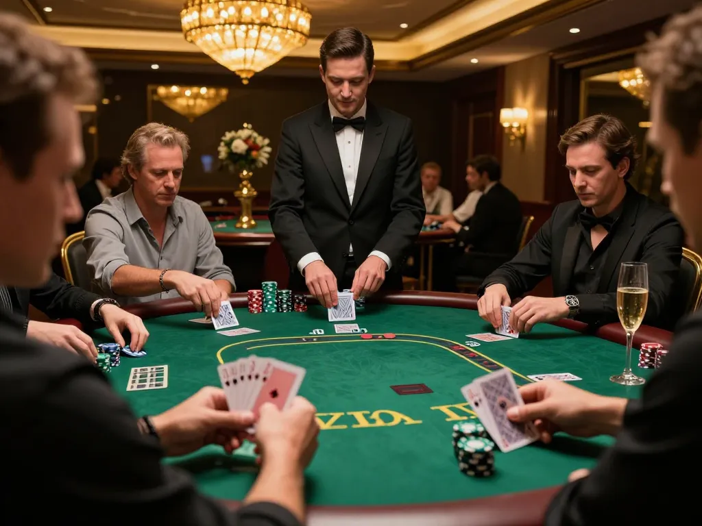 Experience high-stakes poker at https://56win.autos/ with players seriously strategizing at a plush casino.