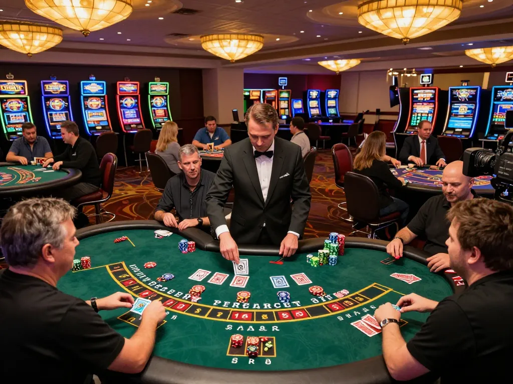 Engage with LGOGOAL in a vibrant casino scene showcasing players at dynamic game tables.