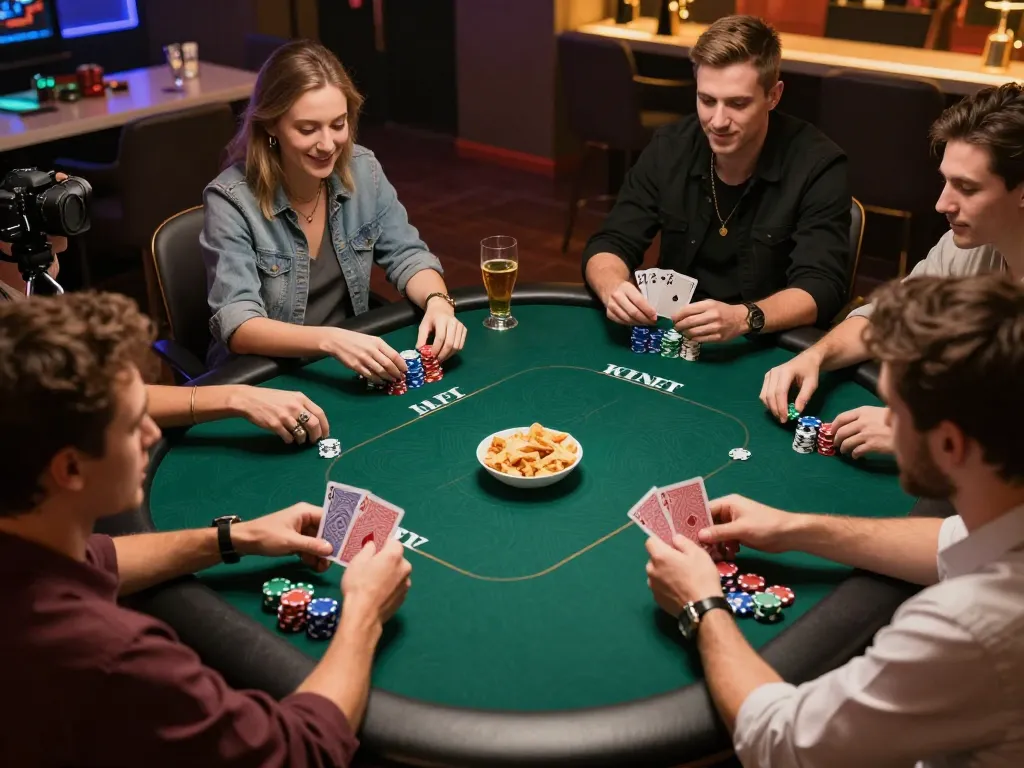 Players strategizing in intense online poker game at TR88, showcasing betting excitement and social interaction.