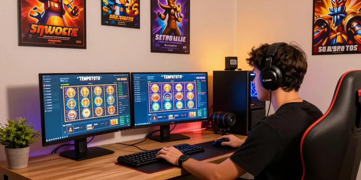 Experience seamless TEMPOTOTO login while gaming with multiple screens and vibrant accessories.