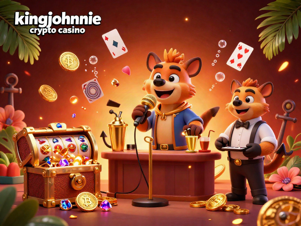 Experience excitement at kingjohnnie crypto casino with 3D hyenas in a vibrant comedy setting.