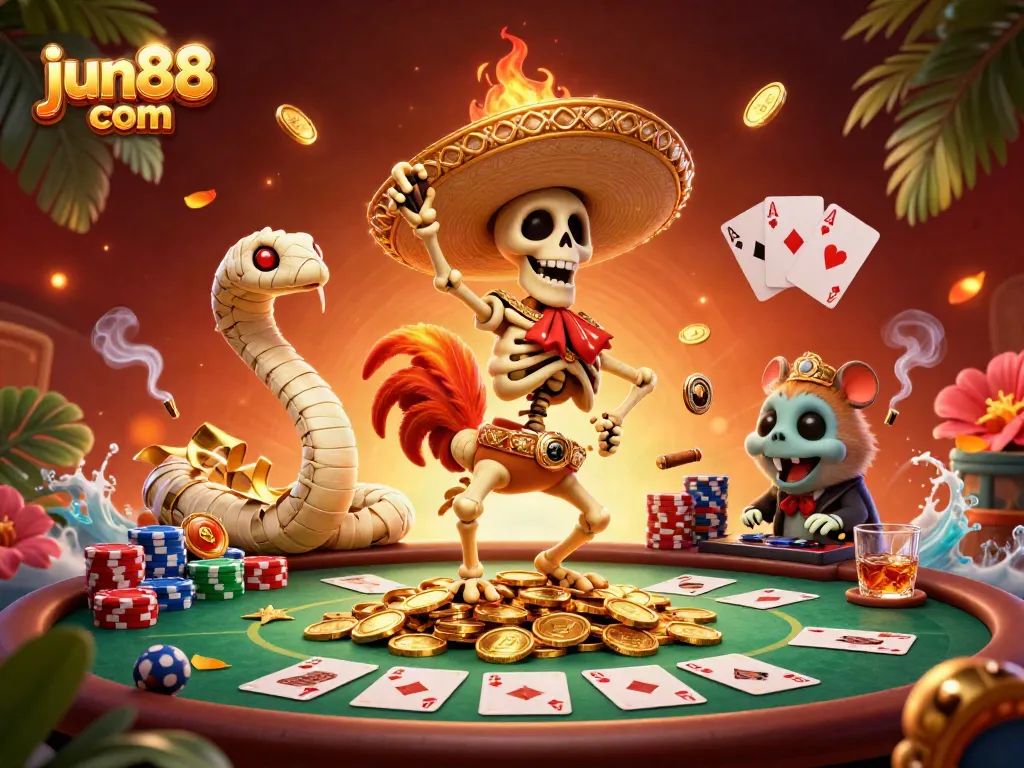 Experience thrilling gaming action with jun88 com in a vibrant casino showdown featuring dynamic characters.