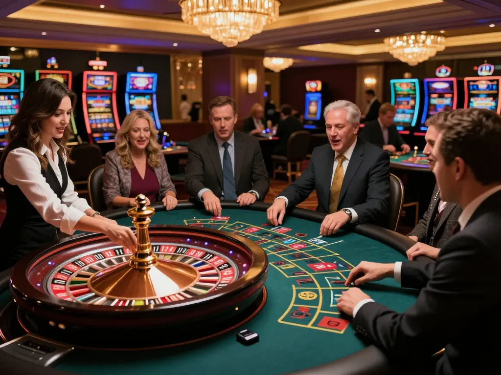 Players engaging in a thrilling roulette game at the man club casino, showcasing luxury and excitement.