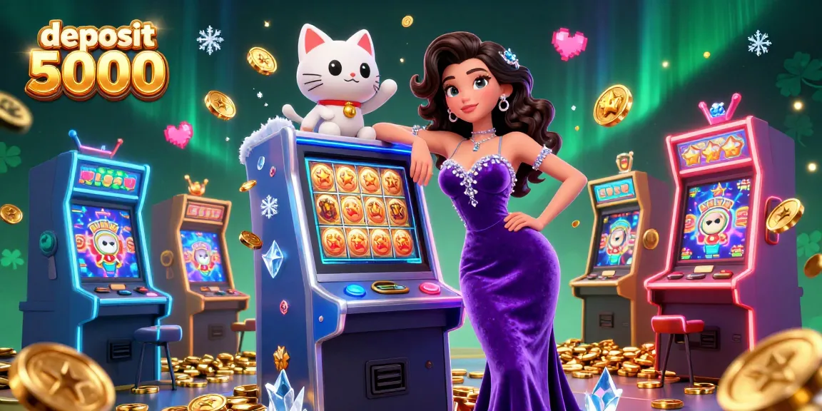 Spin and win with deposit 5000 at vibrant casino slots, featuring dynamic characters and game elements.