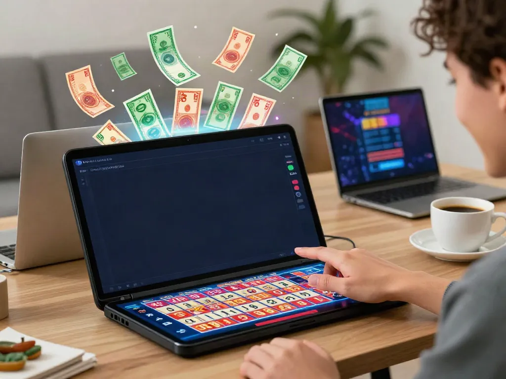 Player engaging with AHHA4D lottery game on smartphone showcasing 4D and 5D options.