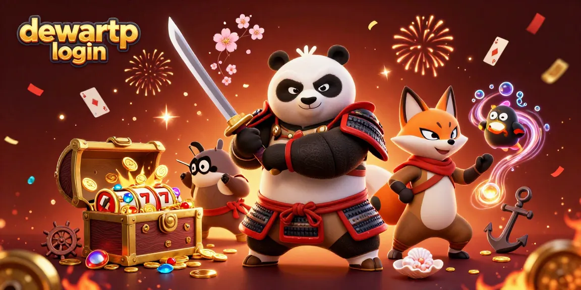 Membuka dewartp login untuk akses permainan slot gacor dengan karakter samurai panda, ninja rubah, dan tanuki