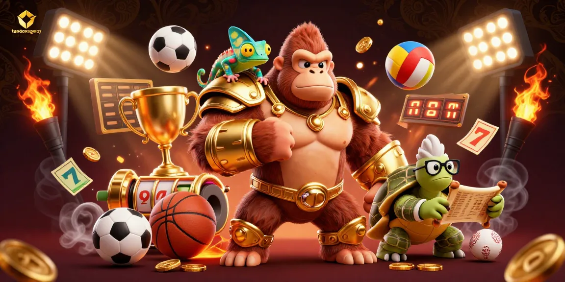 Engage with tandemagency's vibrant 3D scene of a powerful gorilla king in a dynamic casino atmosphere.