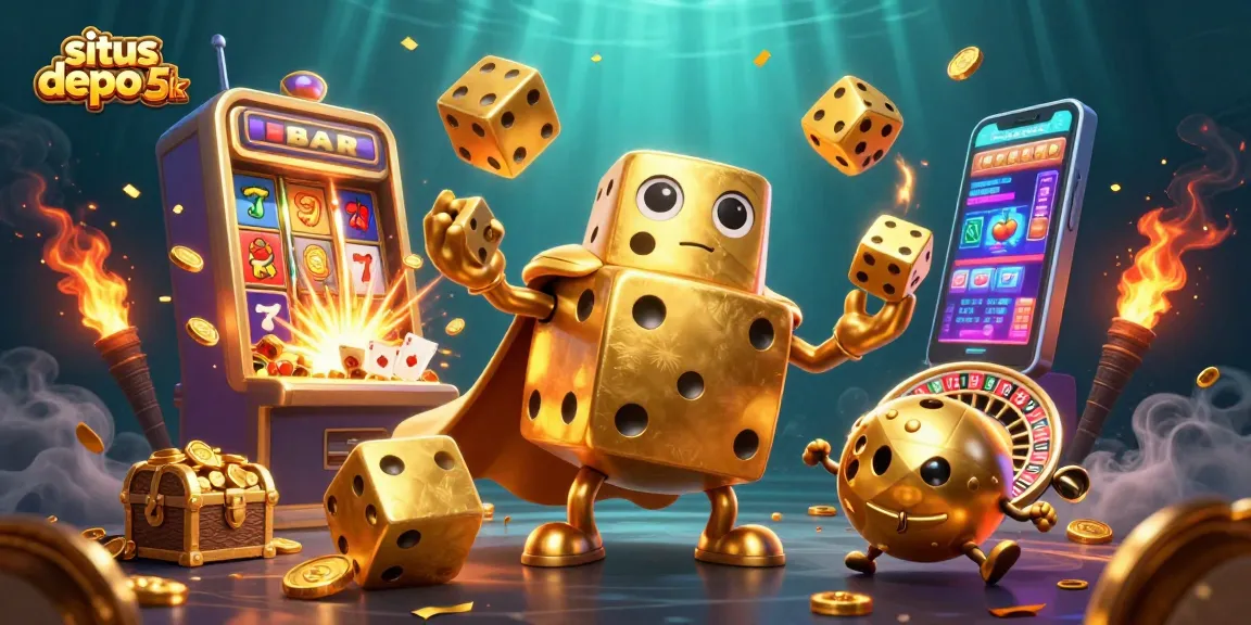 Experience the excitement of situs depo 5k with golden dice golem and dynamic slot machine action.