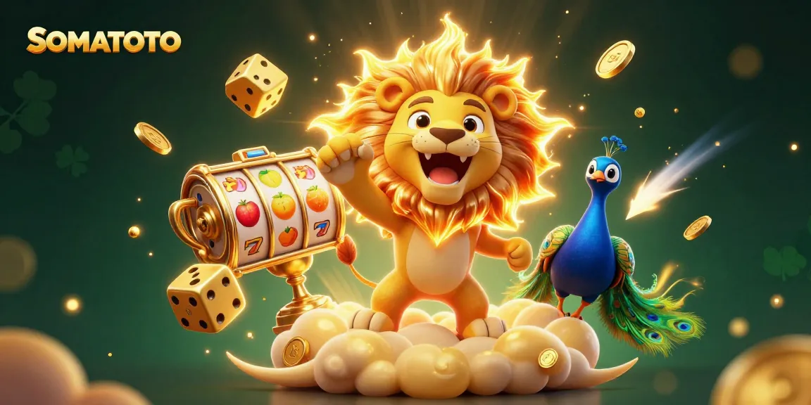 SOMATOTO soaring with winning symbols in a vibrant and exciting casino scene