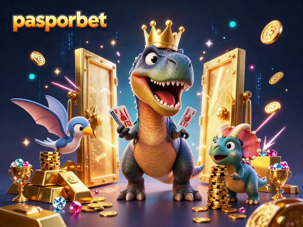 PASPORBET menghadirkan keseruan bermain dengan dinosaur dan chip emas yang menumpuk.