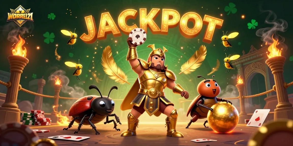 Play and win with WORTEL21 in a vibrant 3D casino-inspired scene full of exciting elements.