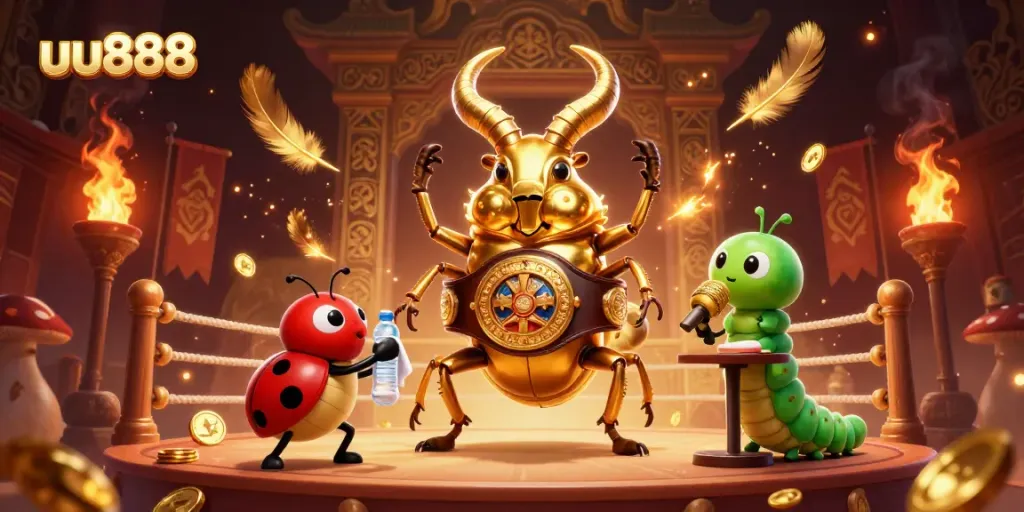 Engage in the exhilarating world of uu888 casino with a dynamic 3D boxing-themed illustration featuring vibrant characters.