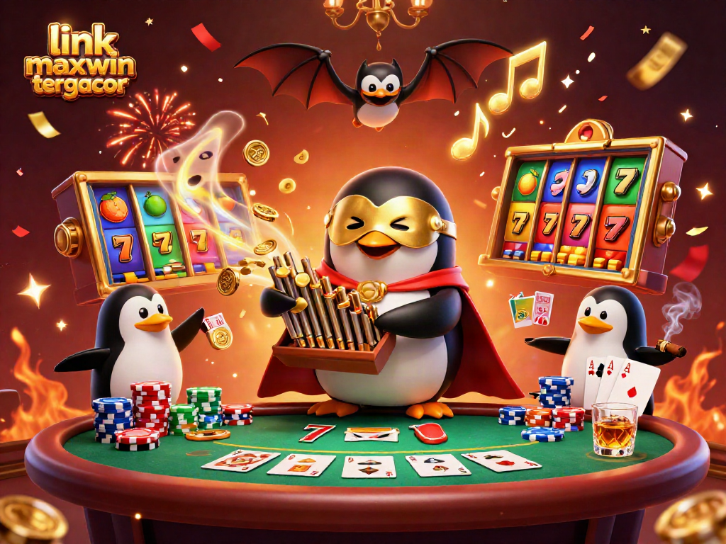 Experience the excitement of link maxwin tergacor with a vibrant casino scene filled with slot reels and engaging characters.