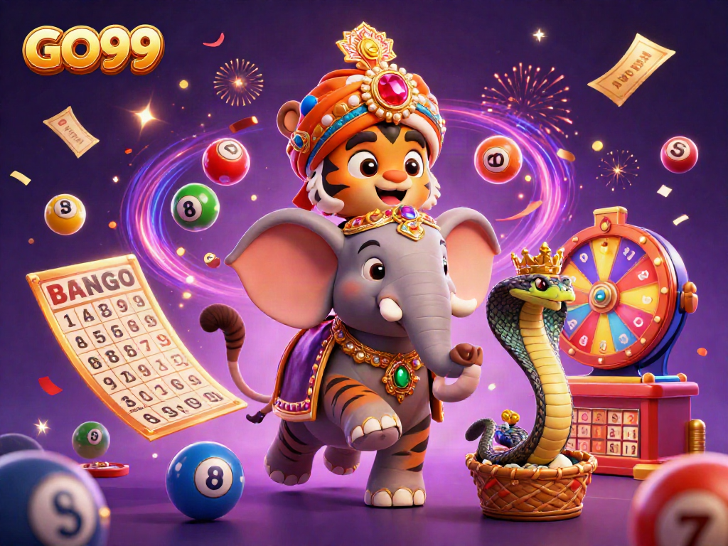 Engage with GO99 through an exciting scene featuring a thrilling lottery experience with vibrant characters.