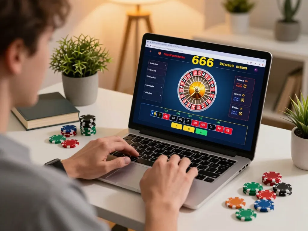 s666 player placing strategic bets on roulette game during online gaming session