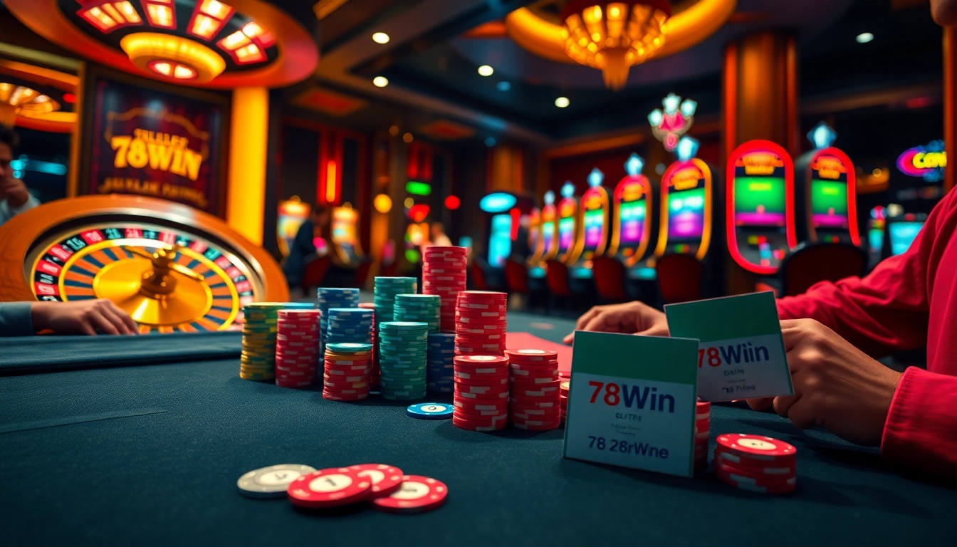 Experience the thrill of winning at 78Win with vibrant casino tables and exciting games.