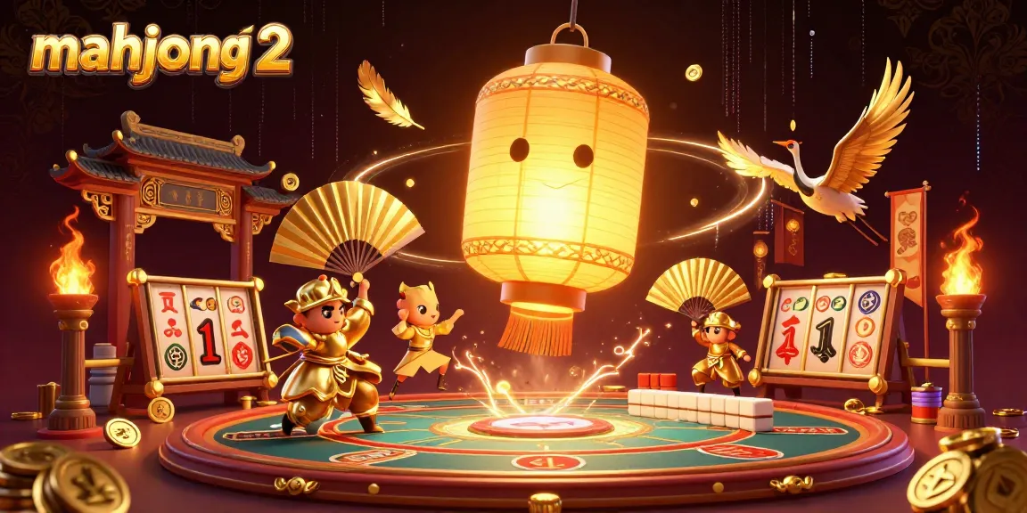 Experience mahjong 2 slot action with vibrant spirits and golden symbols in this casino scene.