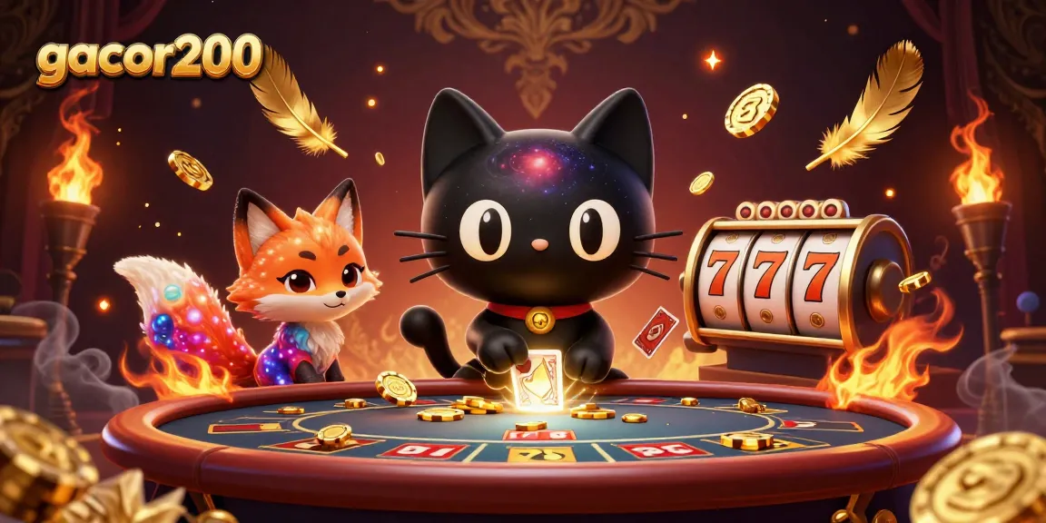 Gacor200 menghadirkan kucing lubang hitam 3D yang menarik chip emas di meja kasino.