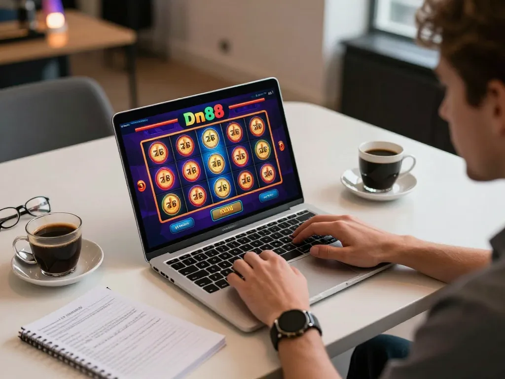 Engaging gameplay at dn88 online casino as player interacts with vibrant slot machine interface.