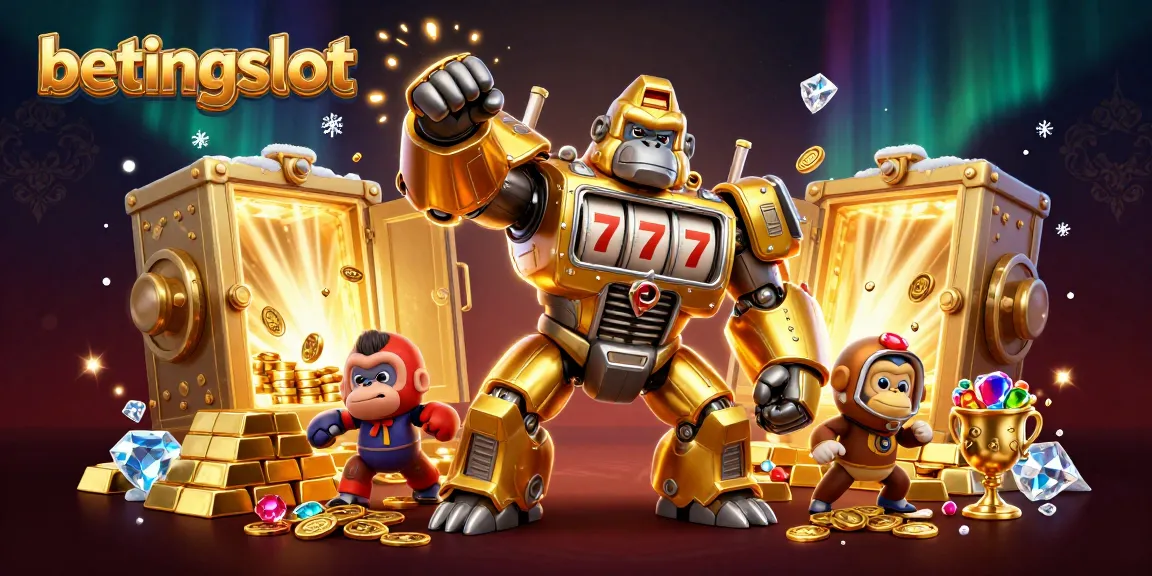 Menangkan kesempatan di BETINGSLOT dengan robot gorilla emas yang keren dan Jackpot berkilau!