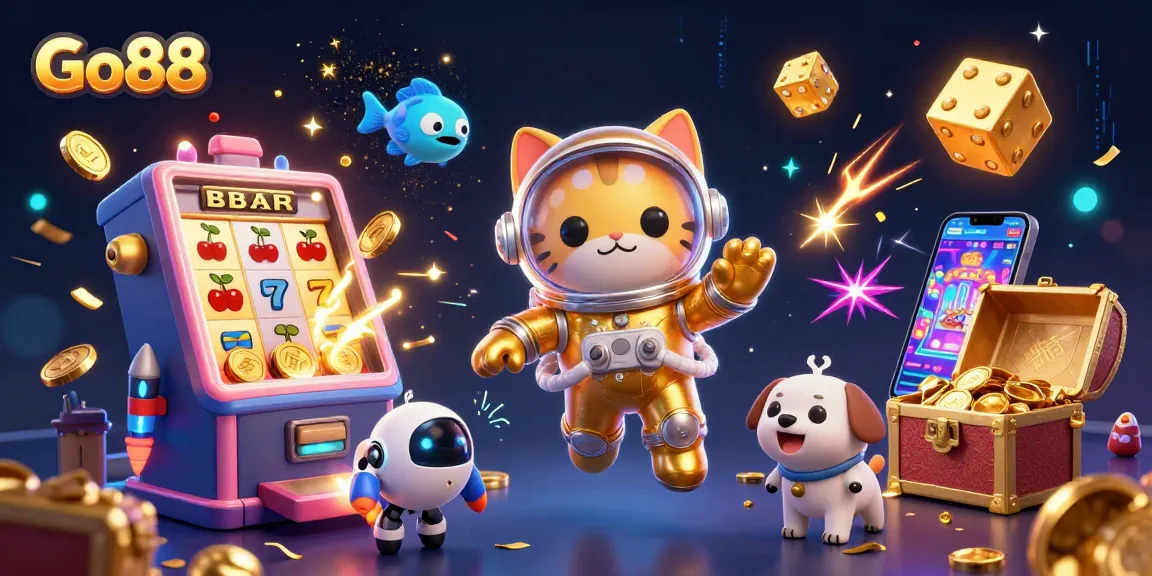 Spin to win at Go88 with vibrant slot machines and delightful characters in a dynamic casino atmosphere.