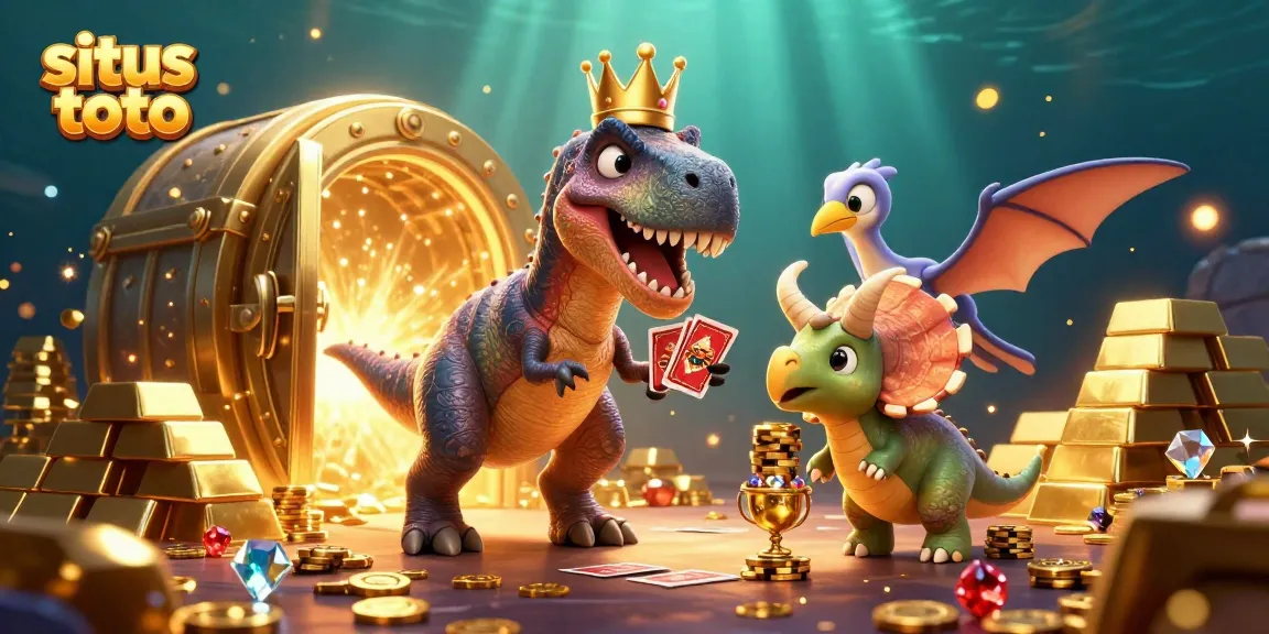 Engaging scene of situs toto characters playing cards and stacking chips in a vibrant casino.
